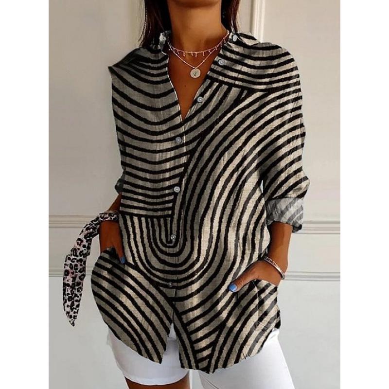 3D Abstract Pattern Women's Long Shirt with Drop Shoulder Sleeves