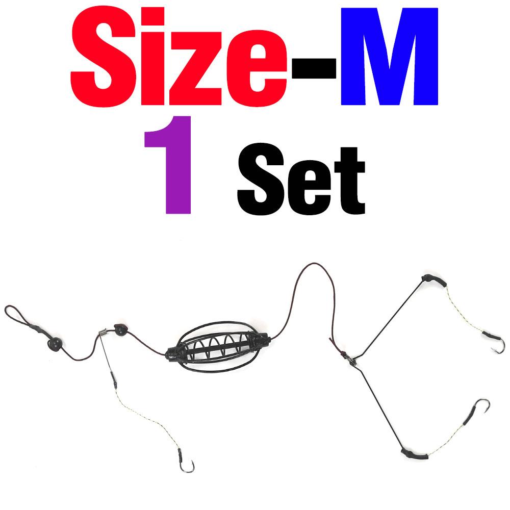 1Set Carp Fishing Feeder Fishing Baits Cages Hook Rig Set Inline Method Feeder Fish Tackle Accessories