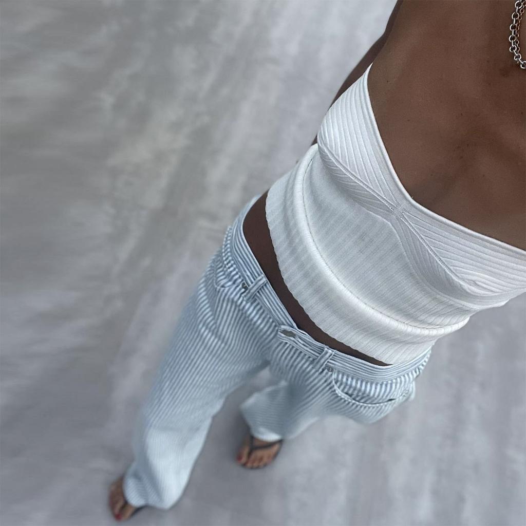 Europe, America spring and summer Europe and America popular women's clothing net color simple sexy tube top