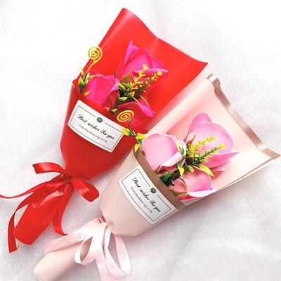 Artificial Flowers Small Hand Holding Flower Soap Rose Bouquet Red For Valentine's Day Valentine's Day Gift Wedding Decoration