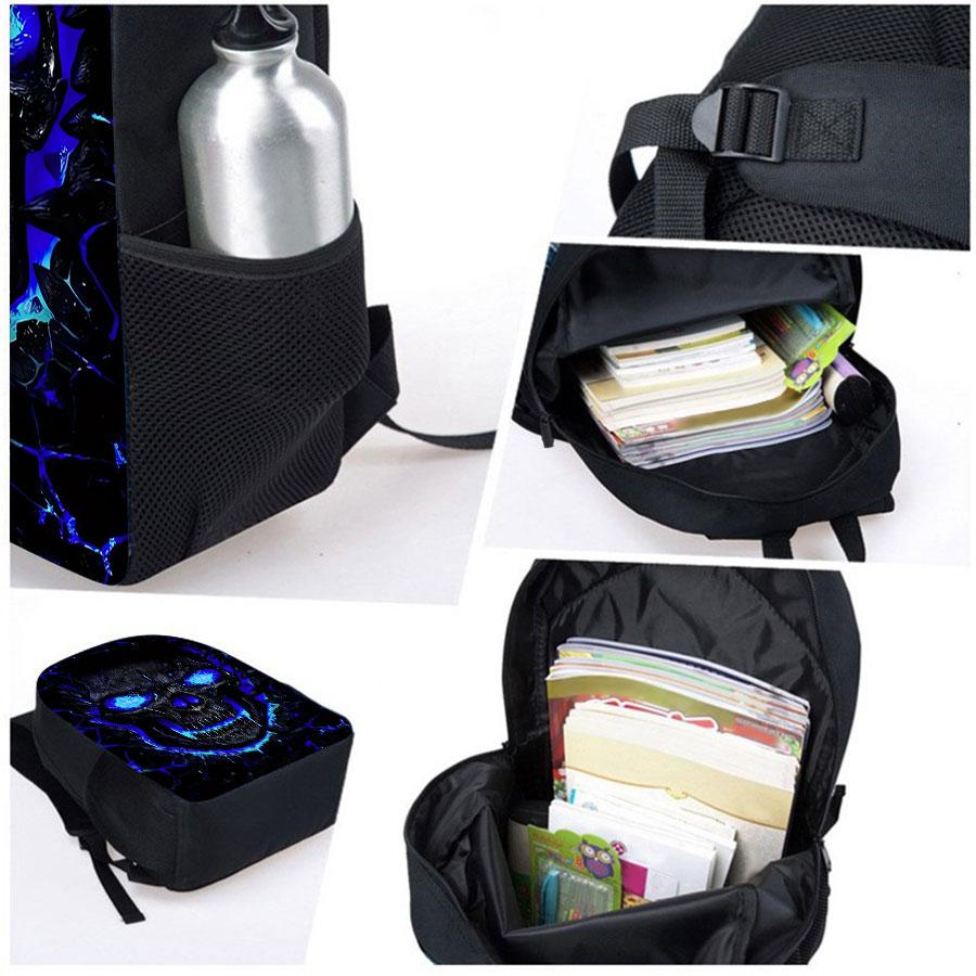 Skull Single Layer Backpacks for Boy and Girls Best Gifts 2D Flat Cartoon School Bag for Children