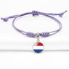 Purple Stylish Unisex Charm Bracelet With European Country Flags Length Adjustable