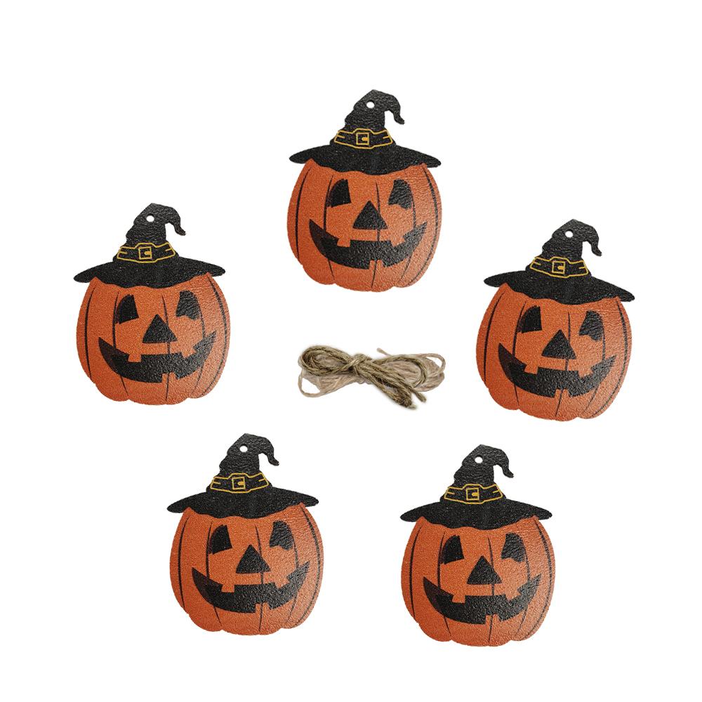 

5 шт. деревянные подвески на Хэллоуин, забавные тыквенные призрачные скелетные подвесные украшения, аксессуары Woodden Diy, украшения на Хэллоуин 2024 5pcs