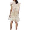 Women's Fashion Casual V Neck Wavy Edge Texture Print Short Sleeve Dress