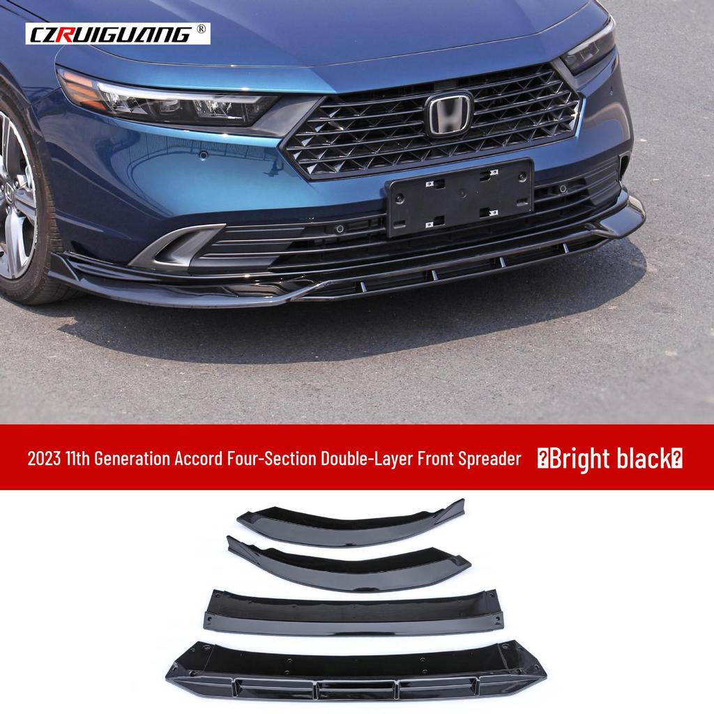 Compatible with 2023 11th Gen Accord: upgraded with roof spoiler, front lip, side skirts, louvers, and rear spoiler.