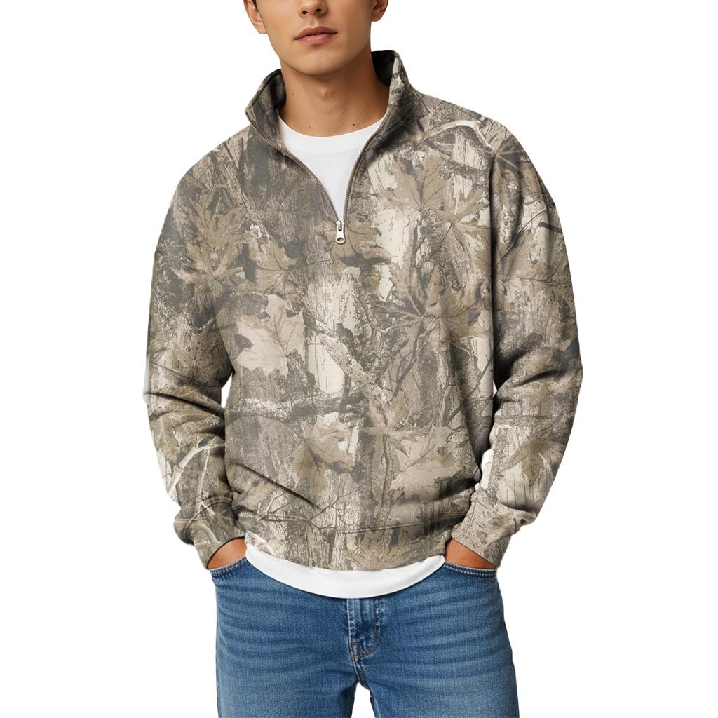 Men's Half Zip Stand Collar Sweatshirt Men's Sports Large Size Casual Stand Collar Sweatshirt