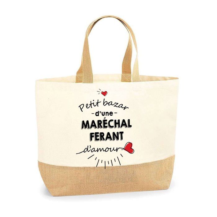 Tote bag en jute - PLANETEE - Petit Bazar Maréchal-Ferrant d'Amour - Multicolore - Jute naturel - Porté épaule