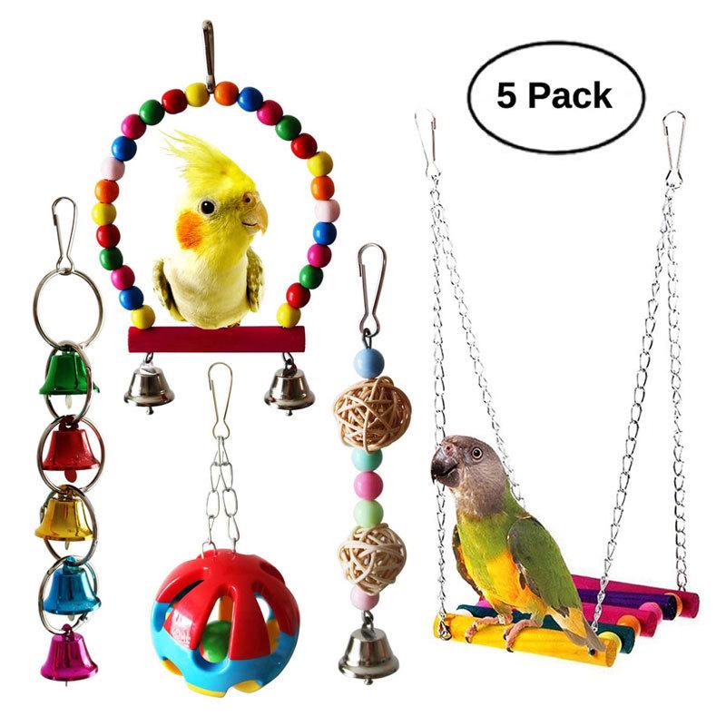 

Parrot Birdcage Swing Stand: Educational Chewing Toy Set