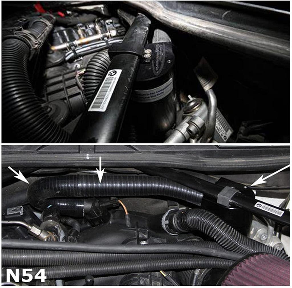 Aluminium Schwarz Ausgleichsbehälter Ölabscheider Tank mit Silikon-Kühlerschlauch für BMW N54 335i 135i E90 E92 E82 2006-2010 OCC-1029-BK