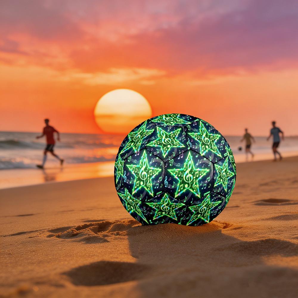 1pc Music Star Notes Theme Soccer Ball Football, Size 5, Lightweight PVC, Outdoor Training Soccer Ball,Gift j61462 Size 5