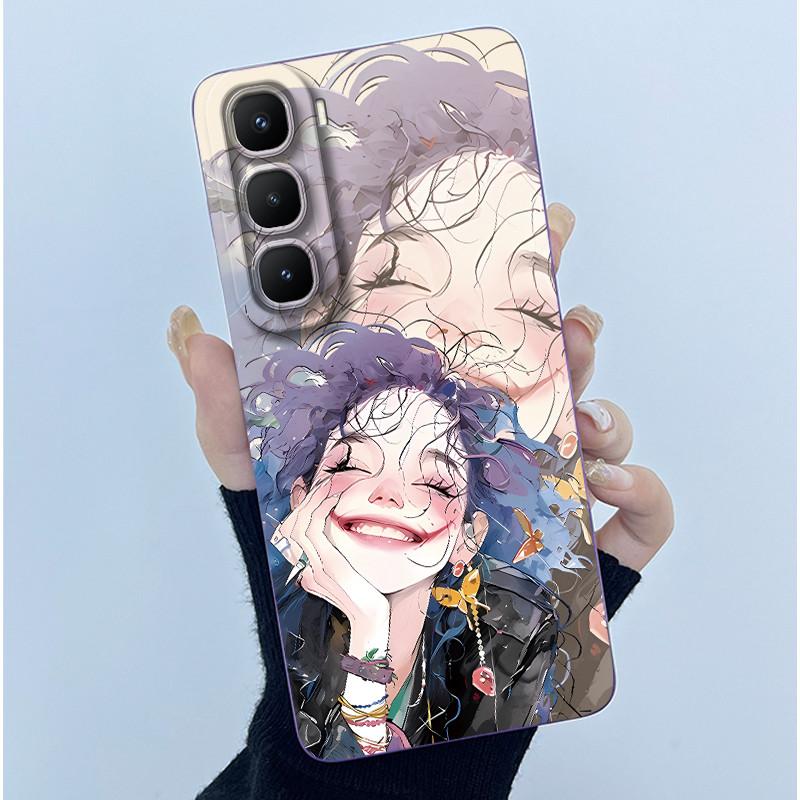 For Infinix Hot 60 Pro Plus Case Fashion Simplicity Flower Liquid Silicone Camera Protection Cover For Infinix Hot 60 Pro+ Capa