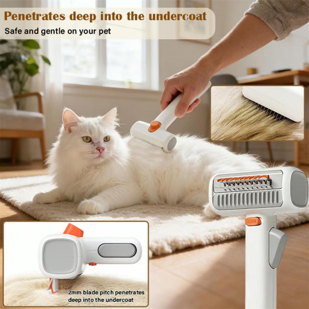 Spazzola per Toelettatura Auto-districante per Animali Domestici 2-in-1, Pettine per Animali Domestici 2-in-1 Districa Rimuove Peli Singoli, Spazzola per Toelettatura Animali Districa, Rimuove il Pelo Morto, Massaggia per Cani