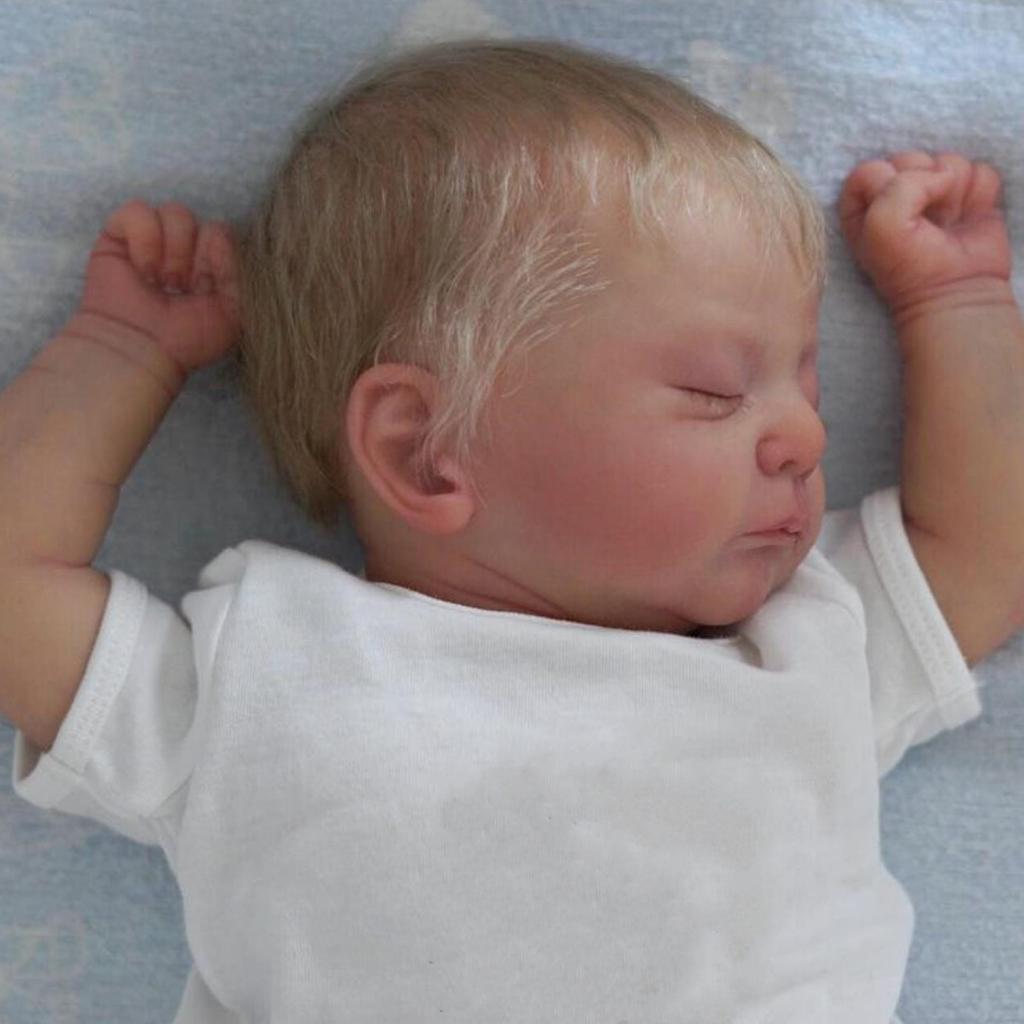 BZDOLL 48cm 19inch Soft Vinyl Like Real Sleeping Reborn Baby Doll Newborn Bebe with 3D-Paint Skin Toy Babies Boy and Girl Lovely Birthday Gift