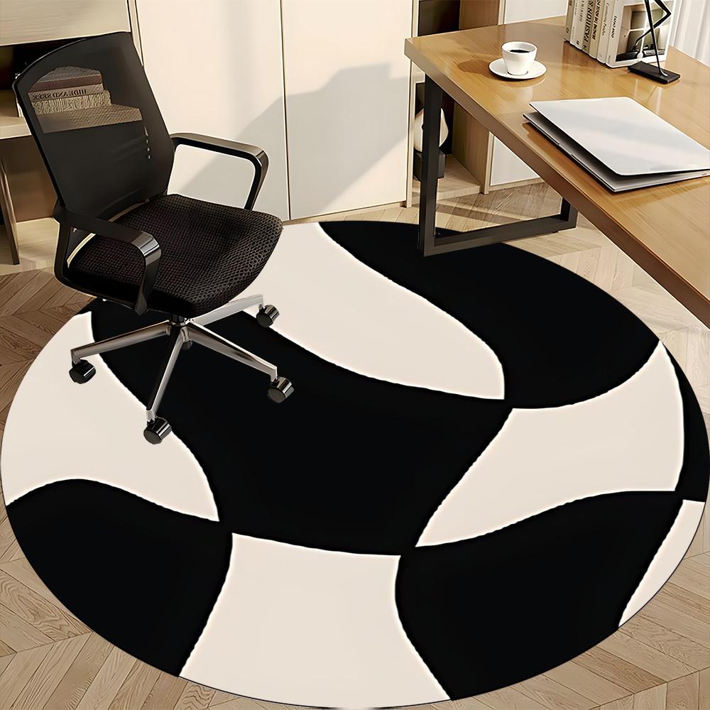 1pc Soccer Ball Office Round Area Rug, Indoor Mat Suitable For Office, Under Office Chairs Bedroom Living Room Home Decor, Room Deco
