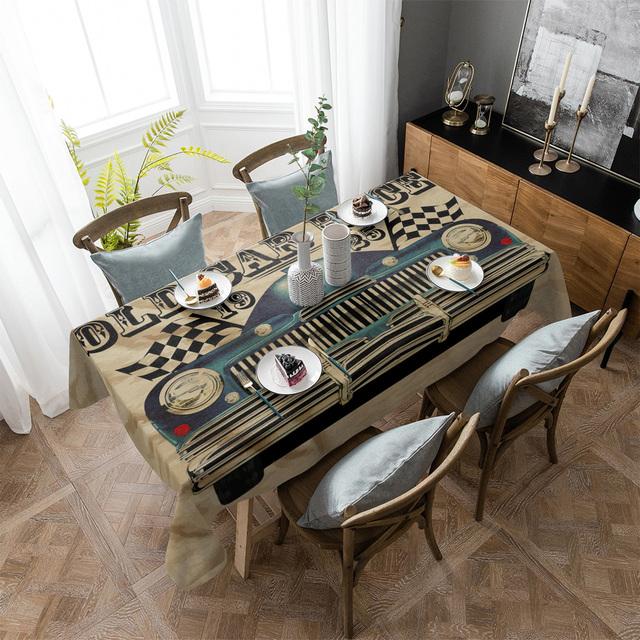 Newspaper English Letters Retro Waterproof Tablecloth Wedding Decor Table Runner Coffee Dinning Decor Table Cover