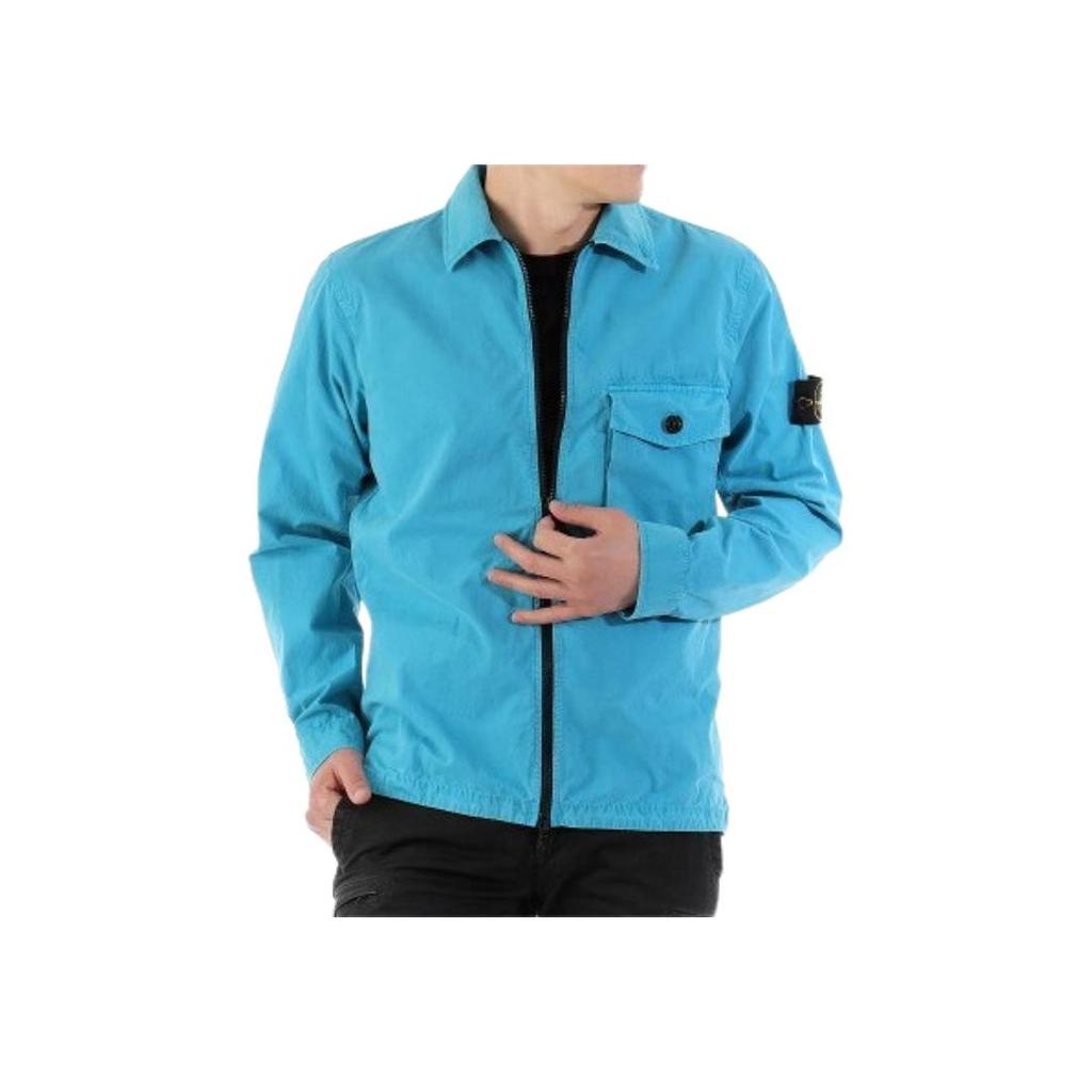 Stone Island Logo Polo Neck Long Sleeve Jacket Men jackets Blue 791511010-V0042