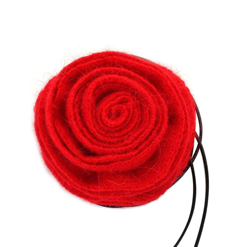 

Шерстяное вязаное ожерелье-цветок для женщин, ювелирное изделие, чокер на шею, простые ожерелья-цепочки из веревки, воротник, женские аксессуары 1