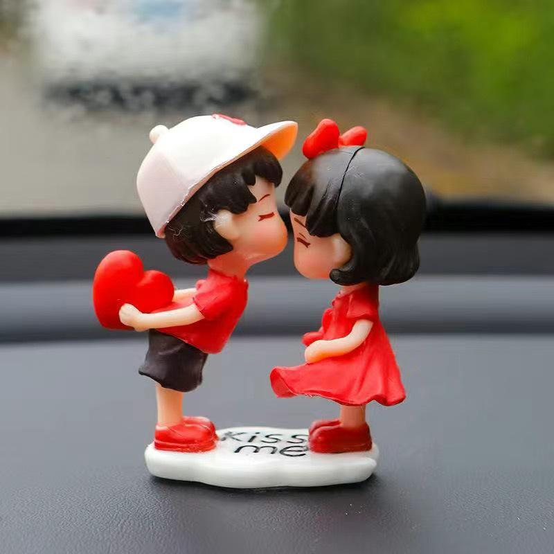 Adorable Car Couple Ornaments - Cute Interior Center Console Decor & DIY Desktop Accessories