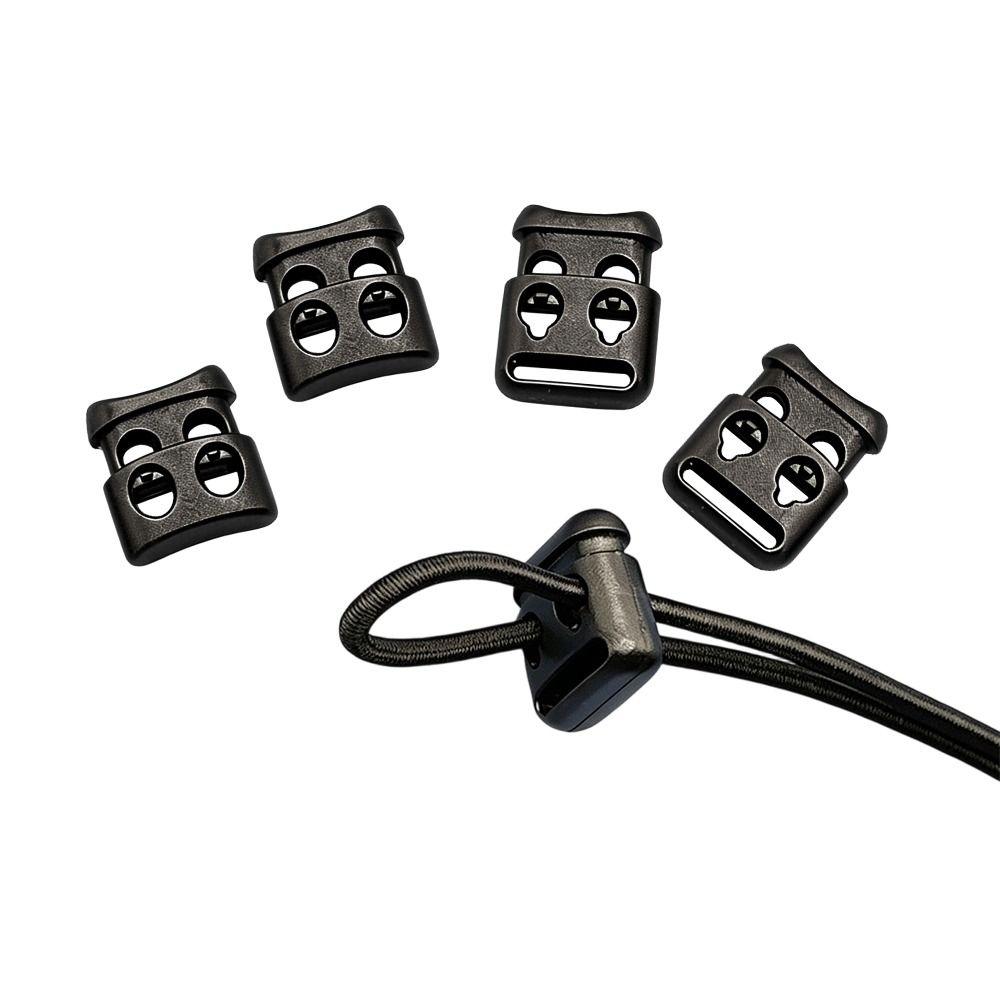 10pcs Black Rope Clamp Cord Lock Stopper Plastic Square Spring Buckle for Lanyard Chest Tag