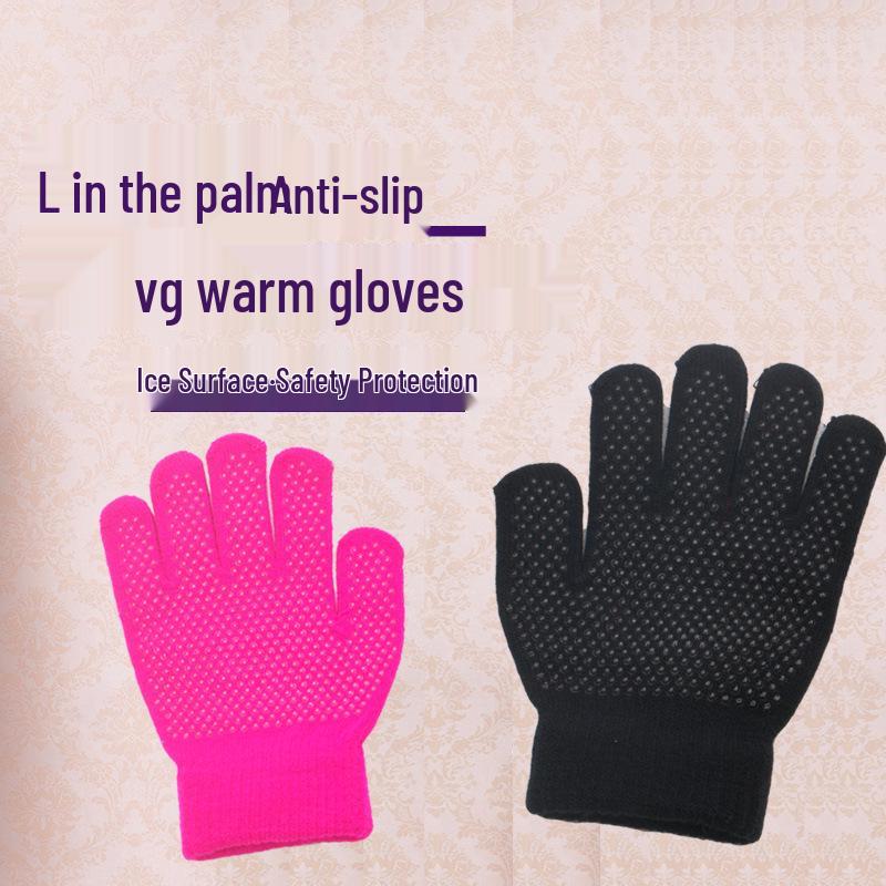 Children's and Adults' Non-slip Warm Ice Skating Gloves with Rubber Dots for Figure Skating