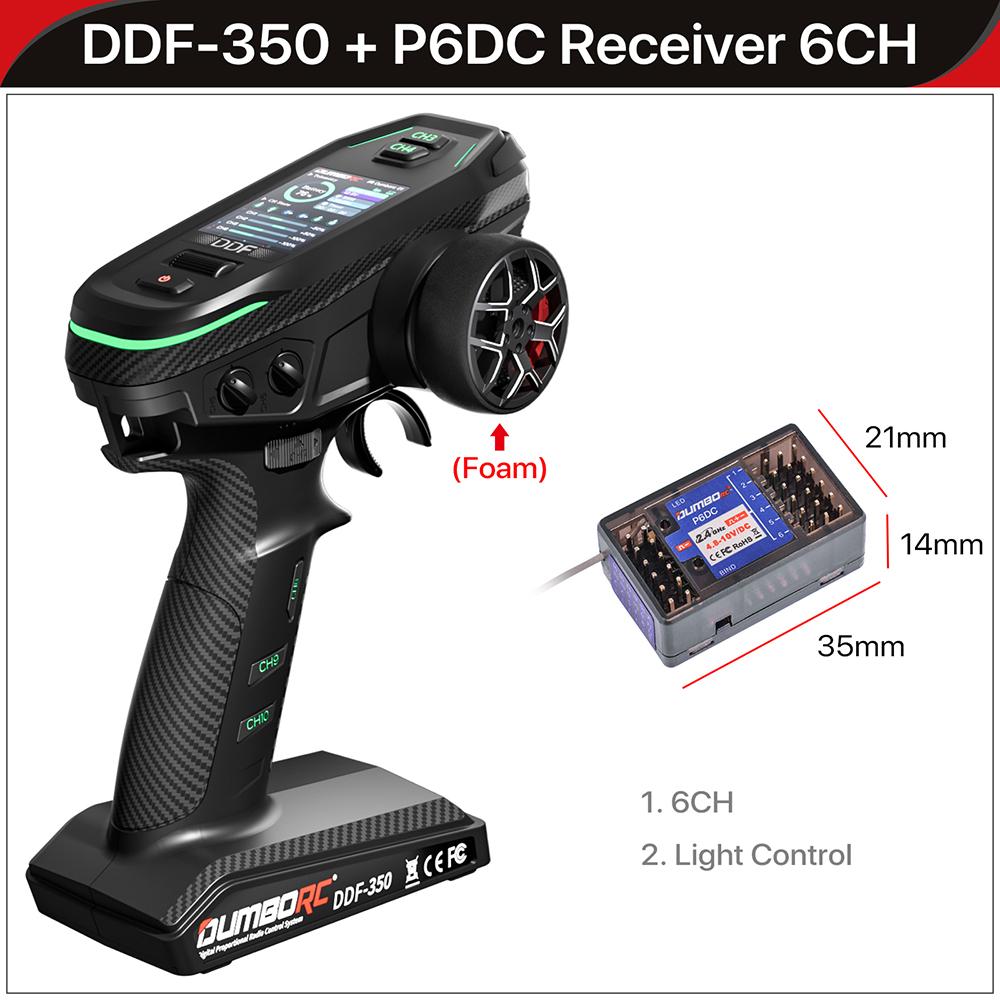 DUMBORC 2.4G 10CH Digital Radio Remote Controller DDF-350 Transmitter with Receiver for RC Car Boat Tank LCD FHSS System