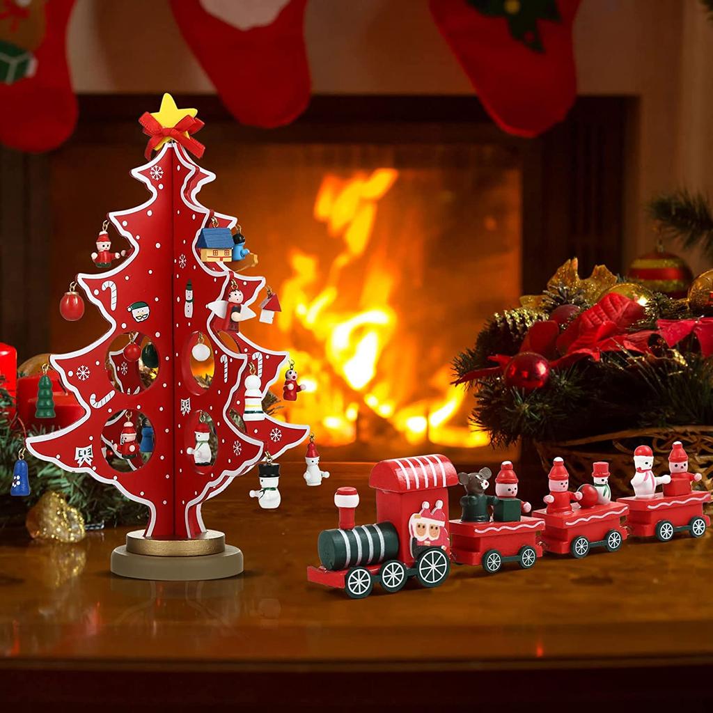 Wooden Christmas Tree 3D DIY Small Christmas Tree with Creative Miniature Ornaments Table Desk Decoration for Christmas Tree Decoration