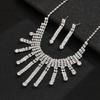Brilliant Rhinestone Tassel Necklace Earrings Set Bridal Wedding Accessories
