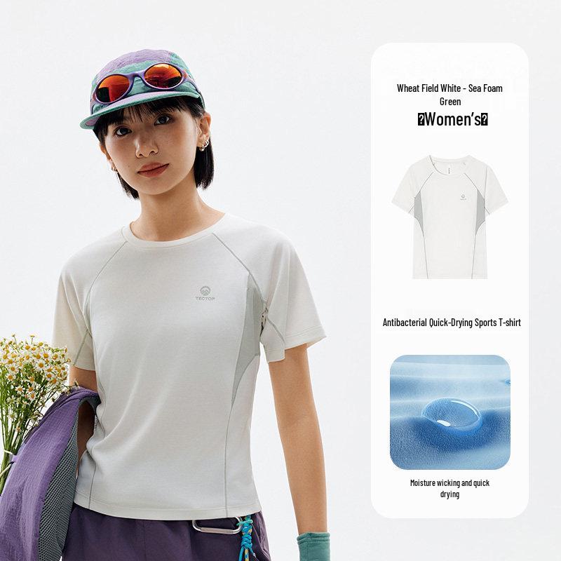 Women's FX Outdoor Quick-Dry Antibacterial Short Sleeve Sports T-Shirt with Sun Protection - Breathable Summer Running & Fitness Top