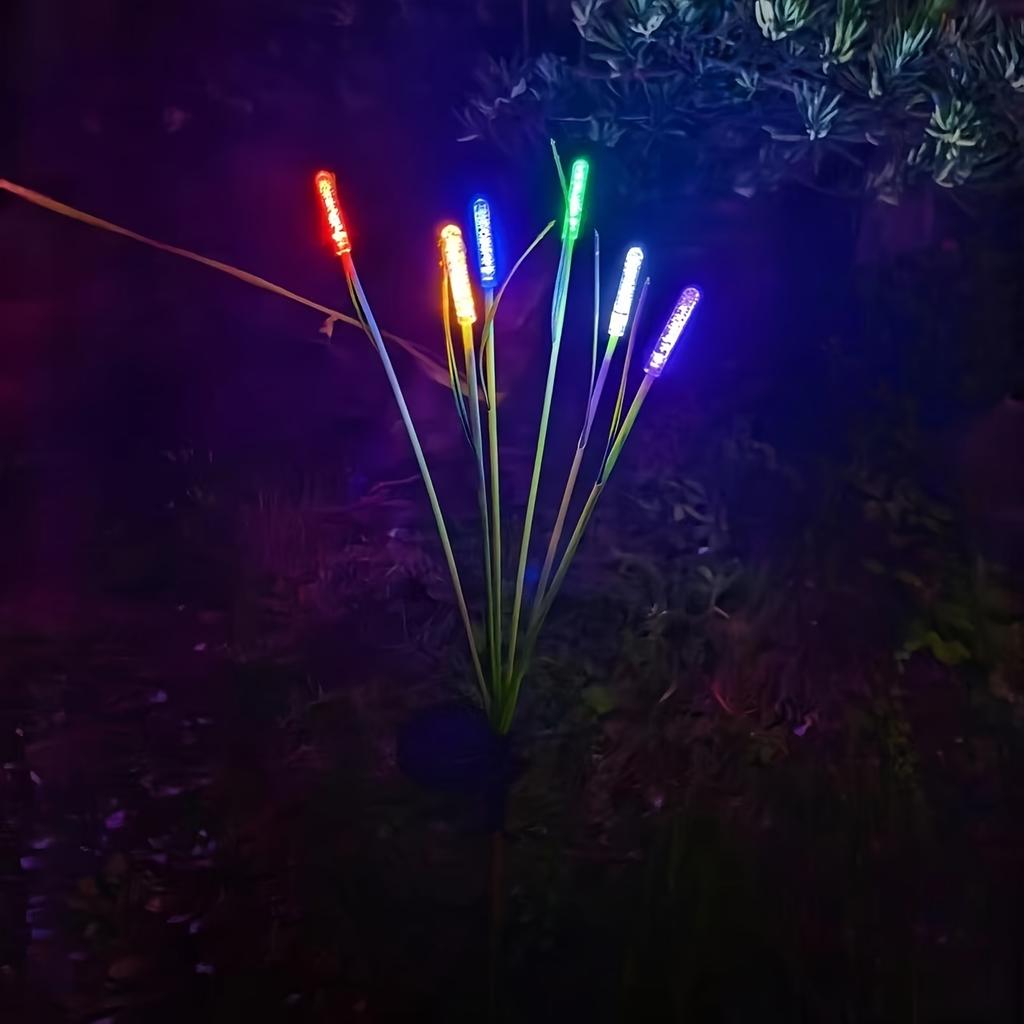 Słoneczne lampki ogrodowe LED trzcinowe - Zewnętrzne lampy na tyczce z akumulatorami litowo-jonowymi, wodoodporność IP54, konstrukcja do montażu częściowo wpuszczanego