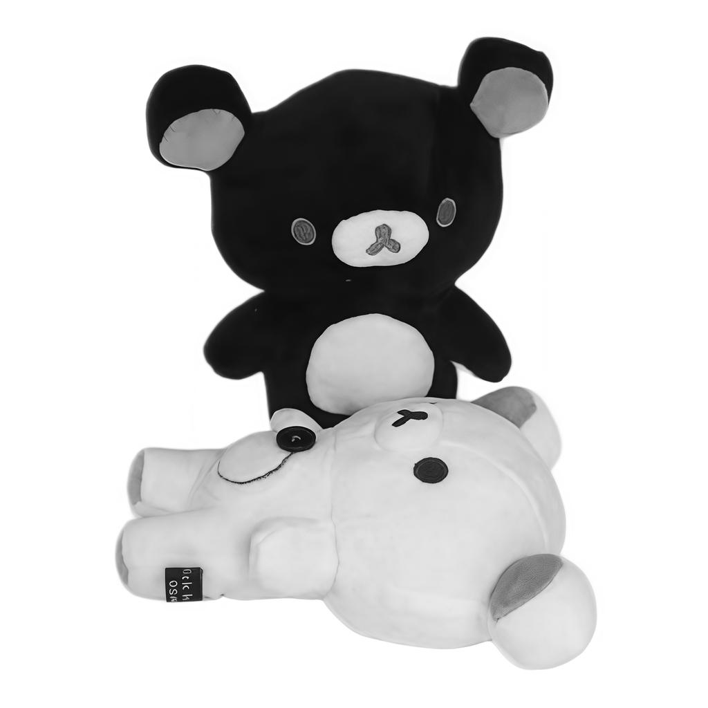 Anime Rilakkuma Bear Plush Toy Cartoon Super Soft Doll Black And White Colors With Simple Embroidery Details Ideal For Friends