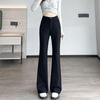 2026 New Style Black High-Waisted Flare Pants for Petite Women - Slimming and Drapey Horseshoe Suit Casuals