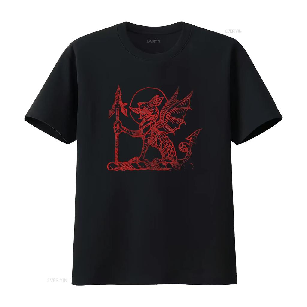Unisexs Saint Asonia Dragon Print T Shirt Small Black Gothic Design Vintage Comfortable Designer Clothes Unisex Versatile
