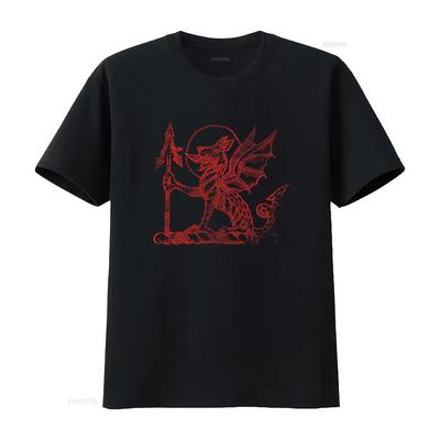 Unisexs Saint Asonia Dragon Print T Shirt Small Black Gothic Design Vintage Comfortable Designer Clothes Unisex Versatile