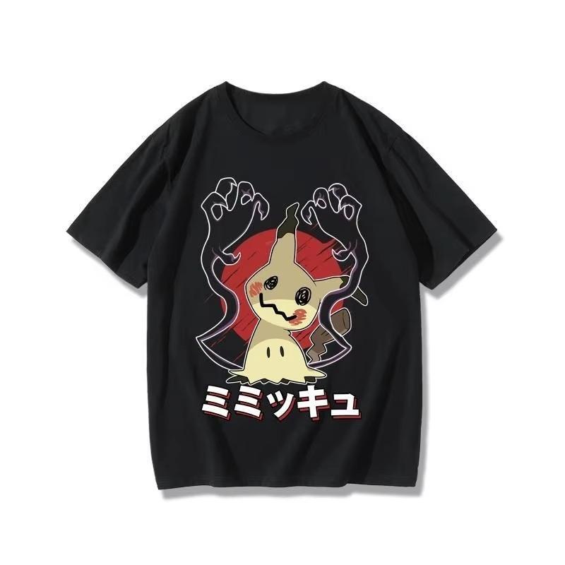 Pokémon Periferie Mimikyu Kreslený Potisk Tričko Letní Nové Pánské a Dámské Y2K Volný Ležérní Univerzální Krátký Rukáv Top