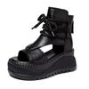 Women's 2025 Summer Trendy Platform Wedge Sandals - Genuine Leather, Fish Mouth Design, Thick Sole, Roman Style