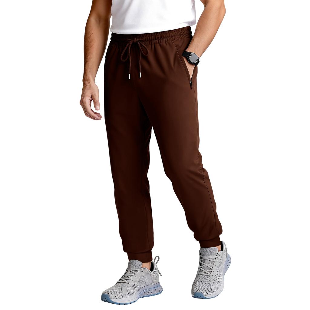 Men's Tapered Joggers With Zipper Pockets | Elastic Quick-Dry Athletic Pants For Workout & Running