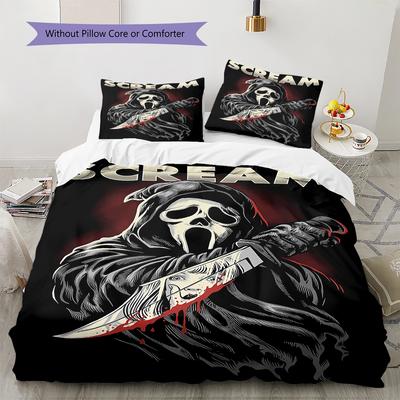 Scream Pattern Bedding,Quilt Set Quilt Cover Pillowcase Home Birthday Gift (1 * Duvet Cover + 2 * Pillowcase, Without Core)