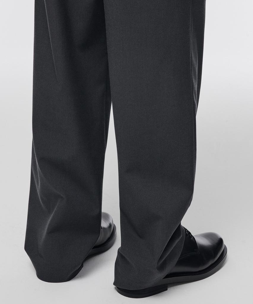 Musinsa Standard One-Pleat Wide Elastic Waist Slacks [Gray]
