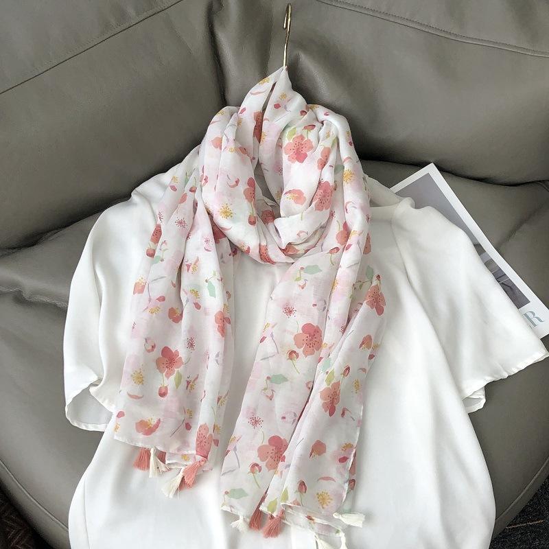 36 Designs Floral Print Voile Tassel Viscose Shawl Scarf Soft Thin Wrap Pashmina Headband Bufandas Muslim Hijab Sjaal 180*90Cm