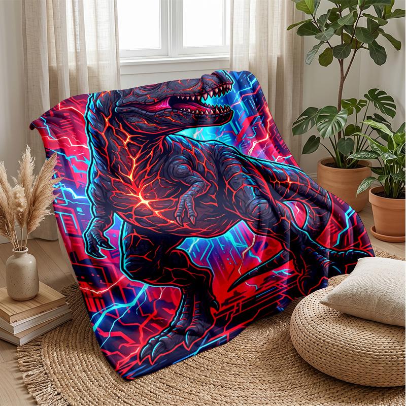 Crystal Dinosaur Fantasy Blanket Personalized Name Flannel Blanket Soft Cozy Plush Throw for Sofa Bed Lightweight Home Decor