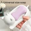 Lovely Cartoon Cat Soap Dish with Drainage Holes Plastic Bar Soap Saver for Bathroom Shower and Kitchen Decoration