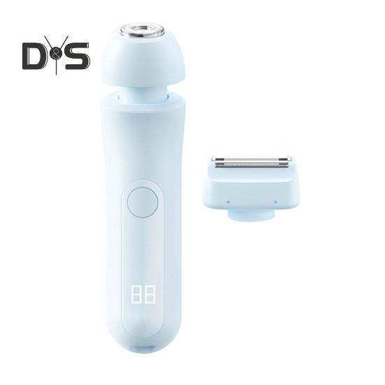 

Двойная головка Женская электробритва USB перезаряжаемая водонепроницаемая портативная бритва для лица, тела, зоны бикини, рук, ног, эпилятор, бритва, триммер синий