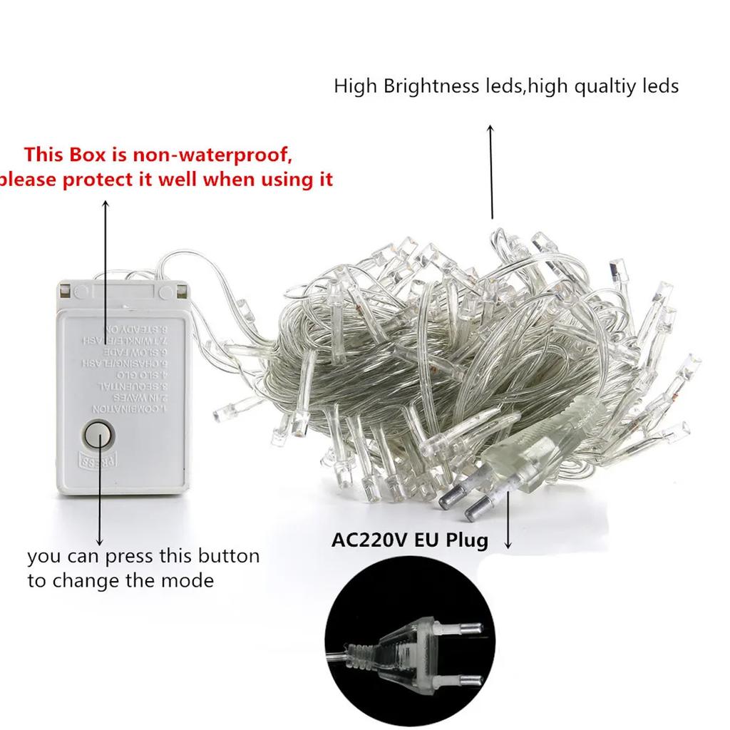 10/20M LED String Light Waterproof Christmas Decoration Fairy Lights for Outdoor Garden Yard Bedroom Wedding Party Holiday Lamps