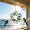 Colorful Glass Bird Feeder Outside Hanging Fly Through Bird Feeder Flower Shape Birdfeeder for Blue Jay Finch Garden Decor