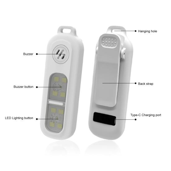 Outdoor Night Running Tri-Color Light Women Personal Safety Alarm Light USB Rechargeable 130dB Emergency Alarm Keychain LED Flashlight