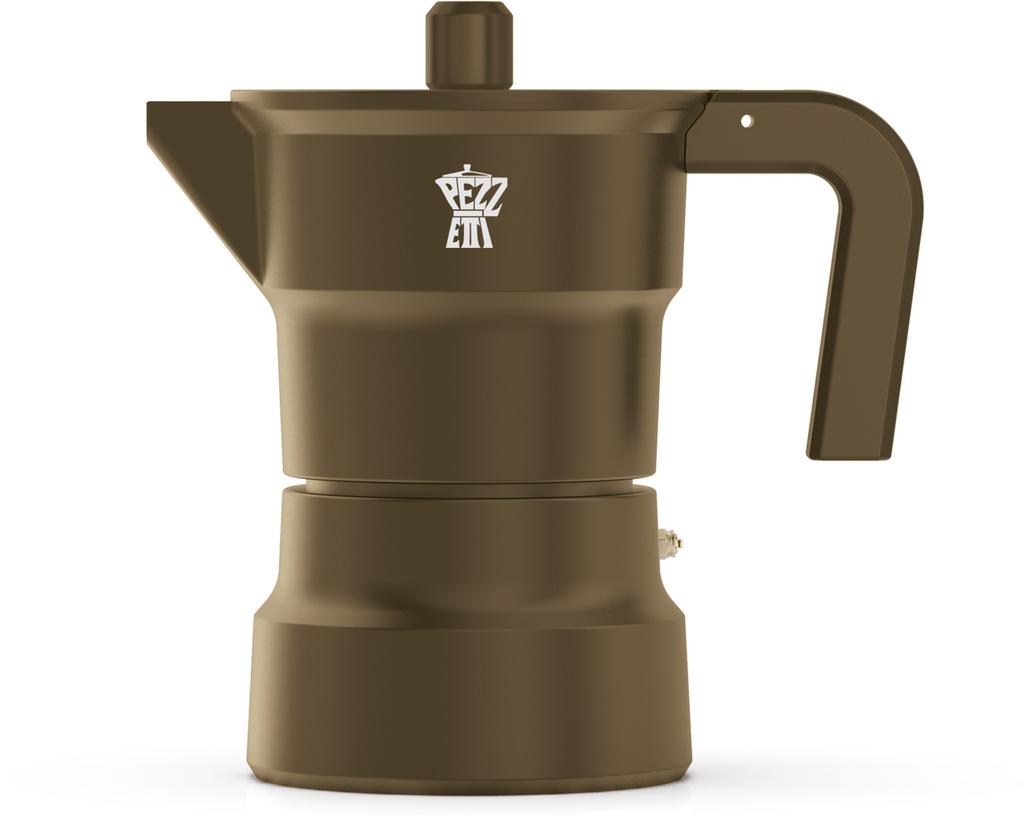 Italienische Kaffeekanne - PEZZETTI - SOLIDEXPRESS - Aluminium - 3 Tassen - Khaki