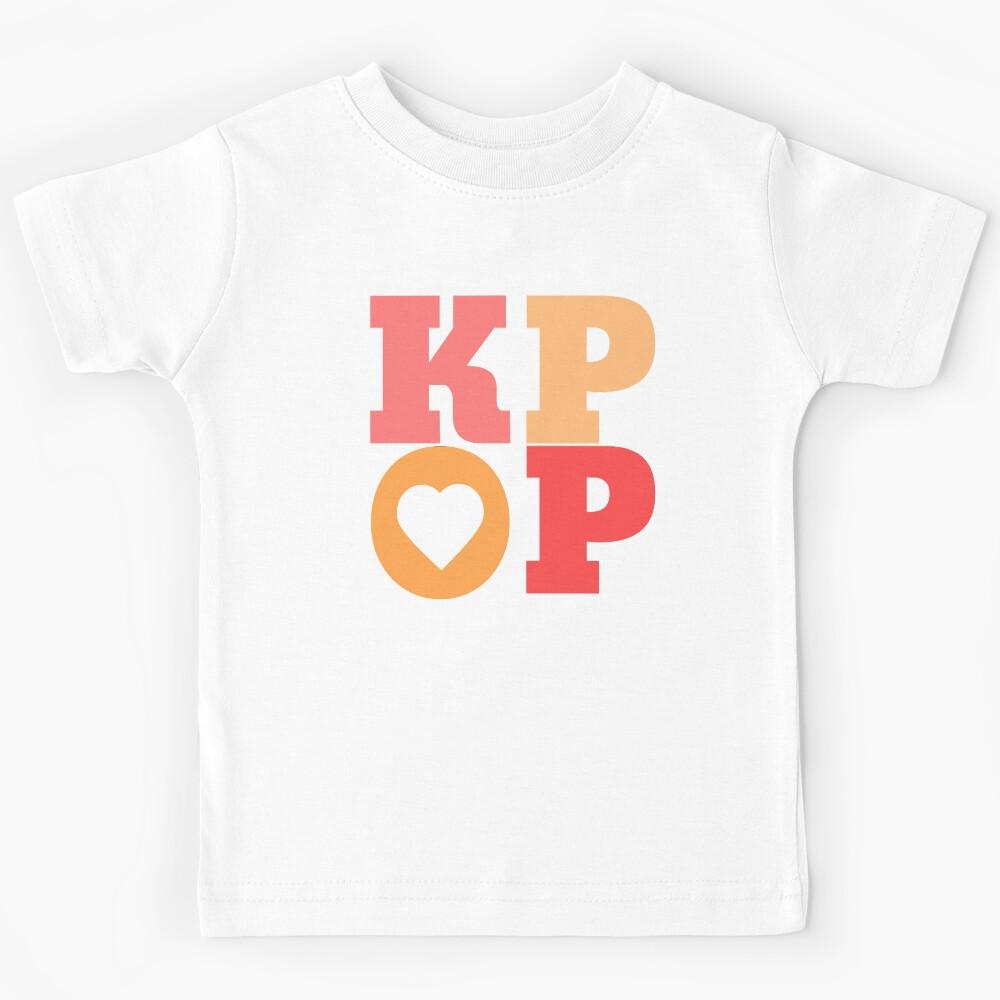 KPOP Fan Stan Lover POP ART Text Quote Cute Peach Kids T-Shirt 120
