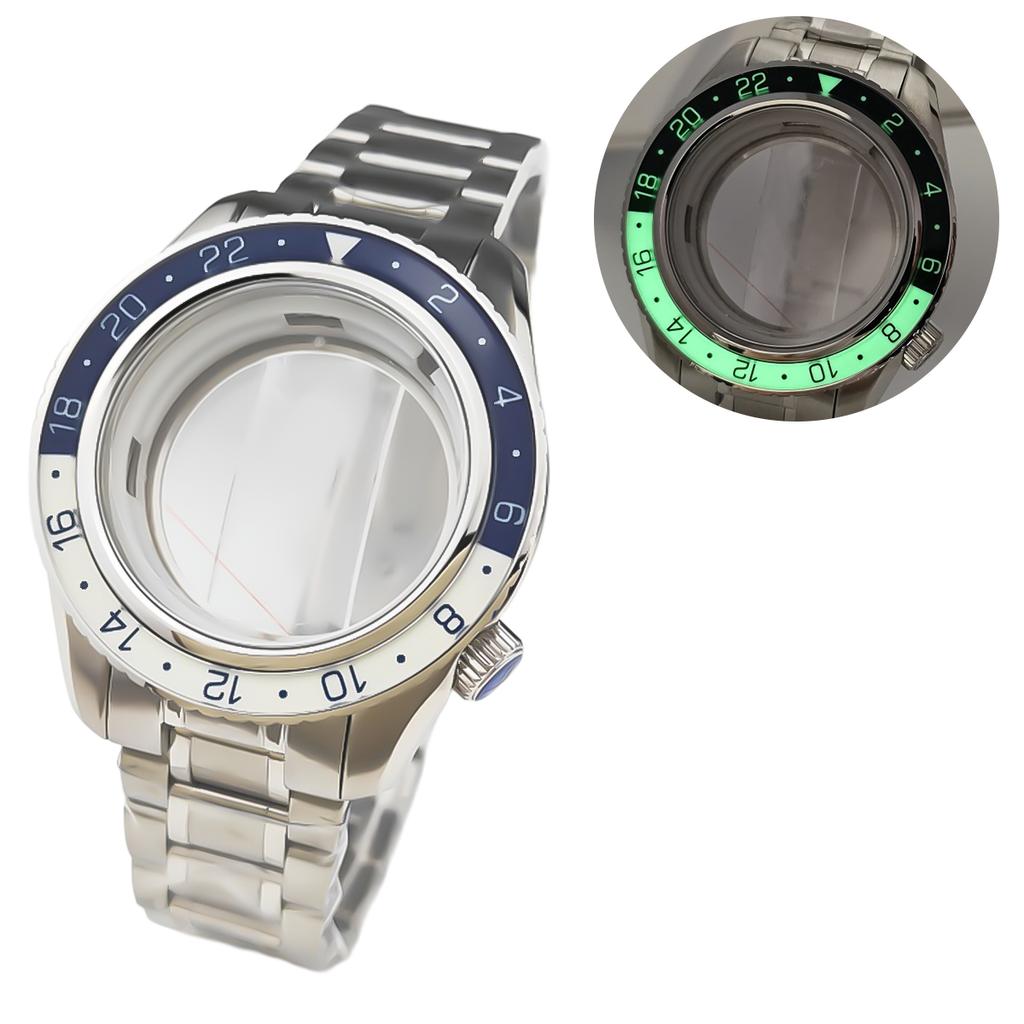 44mm Watch Bezel Case Strap Fit 32mm Dial For Seiko Grand GMT NH35/34/36/4R35A/4R36A Automatic Movement Sapphire Mod Parts