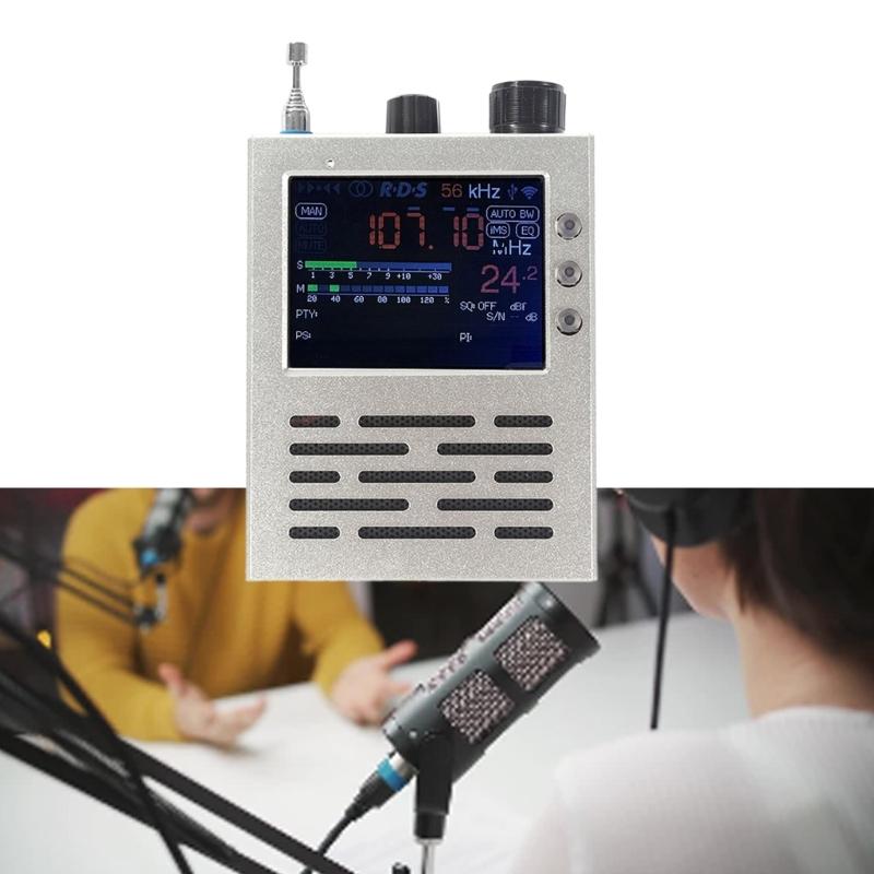 Full Bands Wireless Portable TEF6686 Radio Receiver LCD Display with Rechargeable Battery & Metal Case for Household