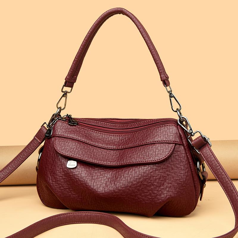 Retro Classic Multi-layer Large Capacity Single Shoulder Bag Summer Style Women's Crossbody Bag Simple and Versatile Texture Small Bag